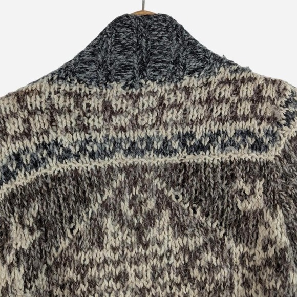 Eddie Bauer Hand Knit Fair Isle Wrap Cardigan Brown - Size L/XL - Picture 4 of 7